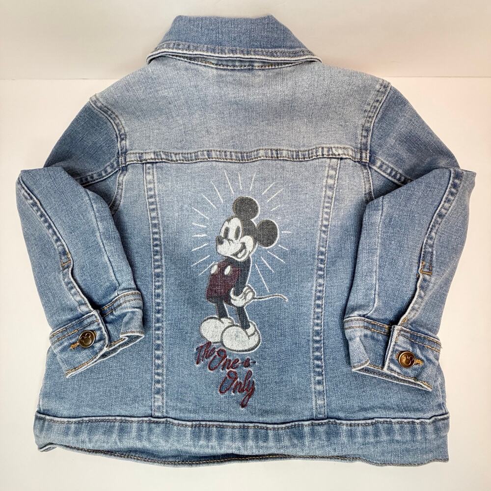Disney Parks Mickey Mouse Denim Jean Jacket THE ONE AND ONLY Kids Size 4 - Picture 3 of 8